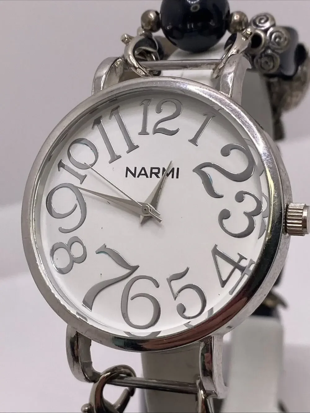 Narmi Womens Silver Beaded Vintage Watch New Battery